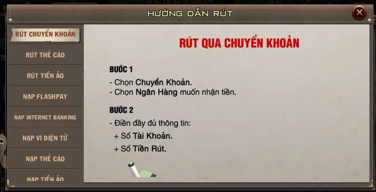 Rút tiền qua chuyển khoản ngân hàng được ưu tiên lựa chọn tại B52